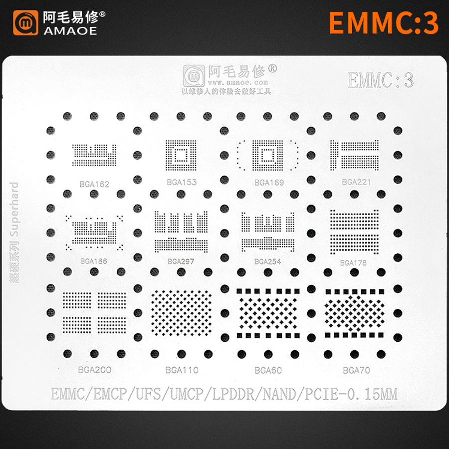 Tasmota Flash Tool - AMAOE EMMC3 BGA Reballing Stencil dla